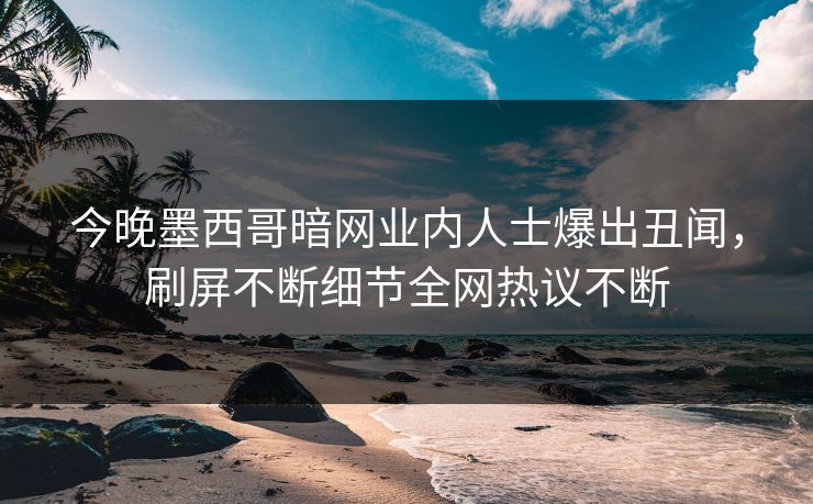 今晚墨西哥暗网业内人士爆出丑闻，刷屏不断细节全网热议不断