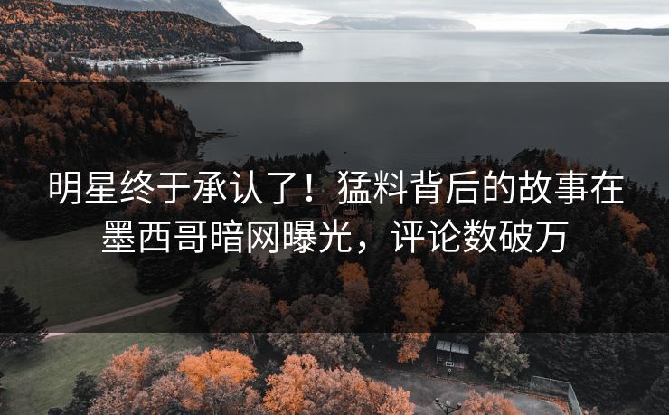 明星终于承认了！猛料背后的故事在墨西哥暗网曝光，评论数破万
