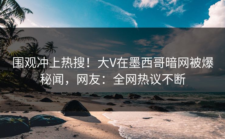 围观冲上热搜！大V在墨西哥暗网被爆秘闻，网友：全网热议不断