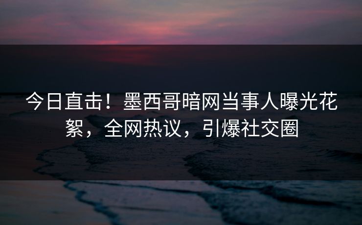今日直击！墨西哥暗网当事人曝光花絮，全网热议，引爆社交圈