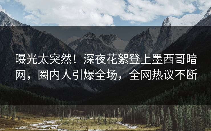 曝光太突然！深夜花絮登上墨西哥暗网，圈内人引爆全场，全网热议不断