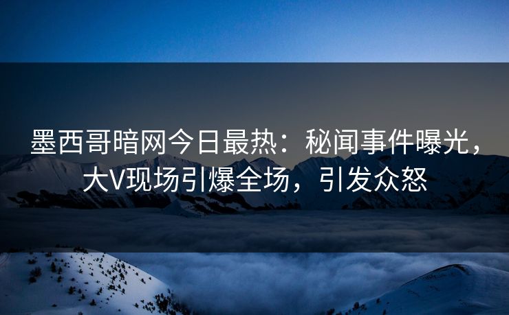 墨西哥暗网今日最热：秘闻事件曝光，大V现场引爆全场，引发众怒