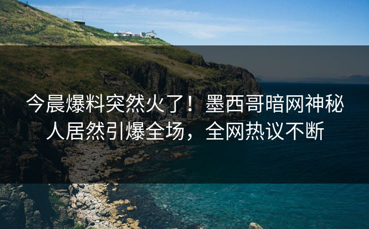 今晨爆料突然火了！墨西哥暗网神秘人居然引爆全场，全网热议不断
