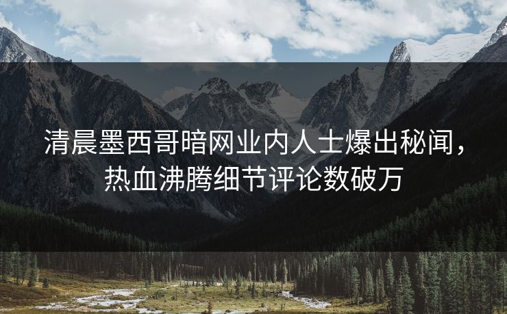 清晨墨西哥暗网业内人士爆出秘闻，热血沸腾细节评论数破万