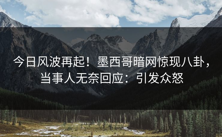 今日风波再起！墨西哥暗网惊现八卦，当事人无奈回应：引发众怒
