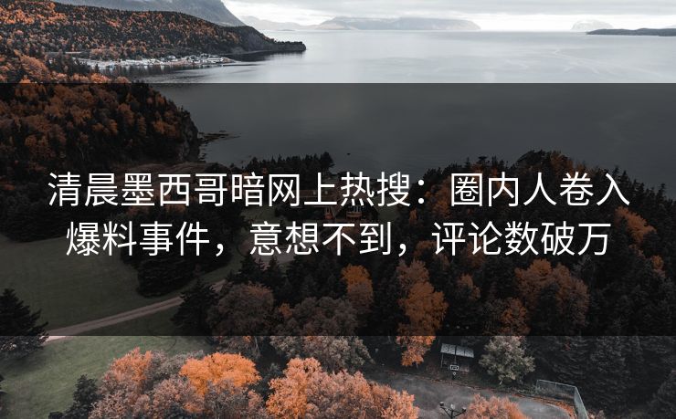 清晨墨西哥暗网上热搜：圈内人卷入爆料事件，意想不到，评论数破万