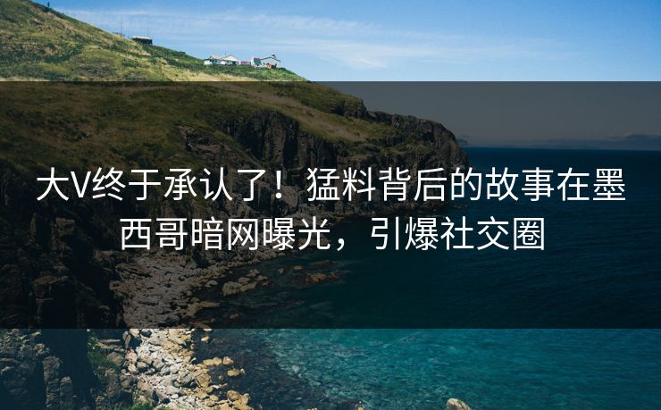 大V终于承认了！猛料背后的故事在墨西哥暗网曝光，引爆社交圈