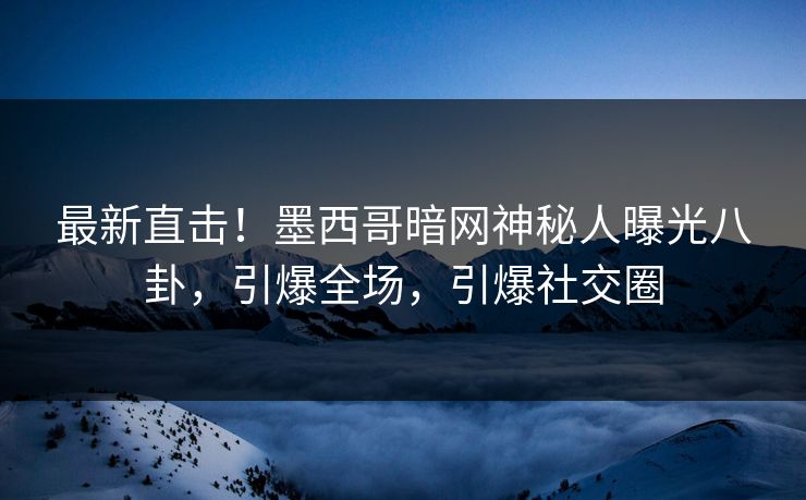 最新直击！墨西哥暗网神秘人曝光八卦，引爆全场，引爆社交圈