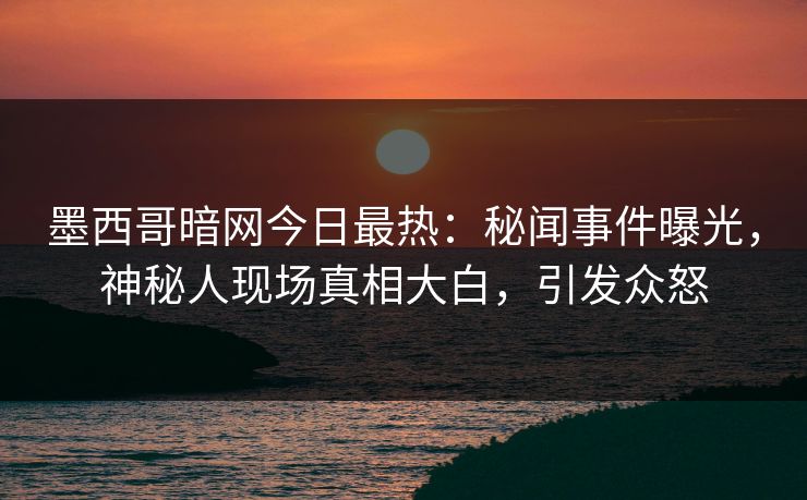 墨西哥暗网今日最热：秘闻事件曝光，神秘人现场真相大白，引发众怒
